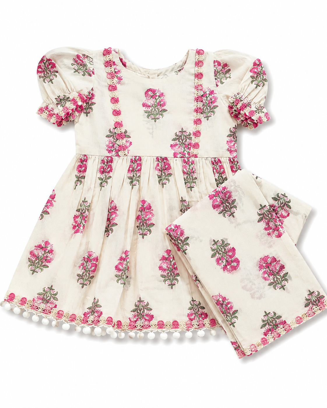 Ayzal Kids Wear Floral Cotton Peplum Top & Palazzo Set - Image 2