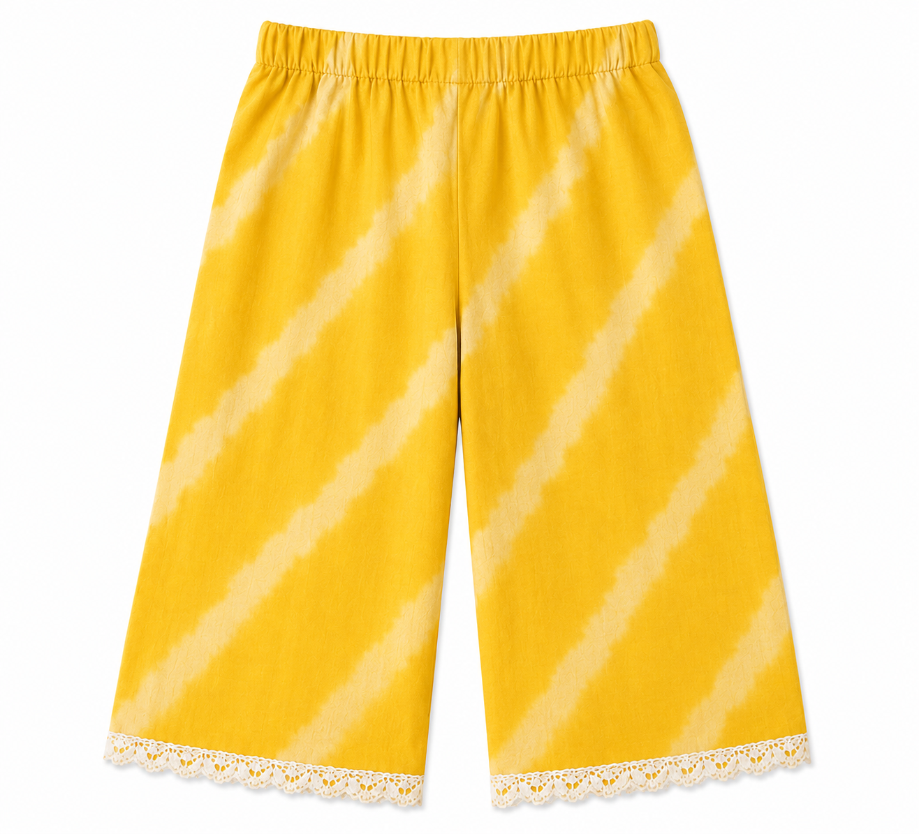 Ayzal Kids Wear Yellow Tie & Dye Mul Cotton Kurti Pant Set - Image 4